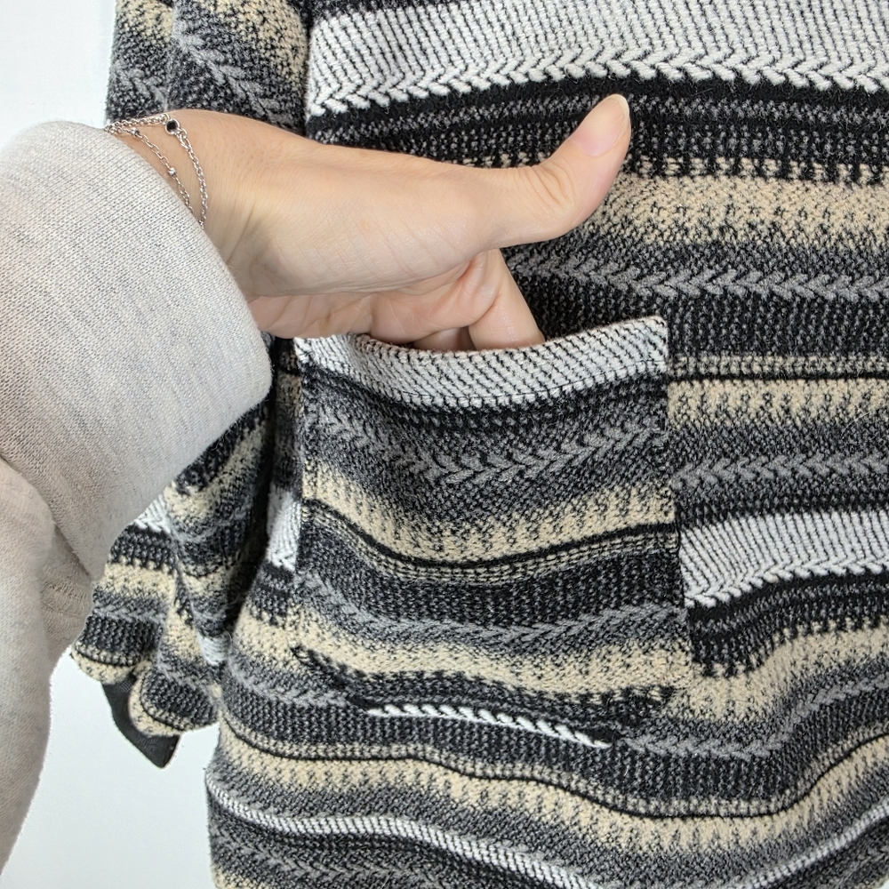 LCALE Earth Tone Multi-Pattern Knit Pullover | Co… - image 2